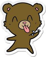 sticker of a rude cartoon bear vector