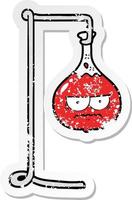 distressed sticker of a angry cartoon science experiment vector