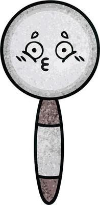 retro grunge texture cartoon magnifying glass