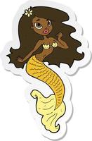 sticker of a cartoon pretty mermaid vector