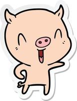 sticker of a happy cartoon pig vector