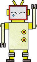 robot de dibujos animados de textura grunge retro vector