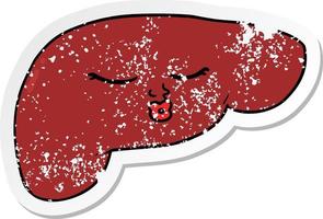 distressed sticker of a cartoon pretty liver vector