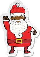 sticker of a cartoon angry santa claus vector