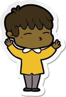 sticker of a cartoon curious boy vector