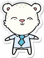 sticker of a happy cartoon polar bear office worker vector