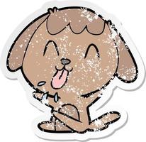 distressed sticker of a cute cartoon dog vector