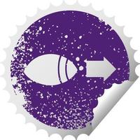 distressed circular peeling sticker symbol eye looking to one side vector