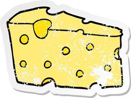 distressed sticker of a cartoon cheese vector