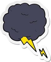 sticker of a cartoon thundercloud symbol vector