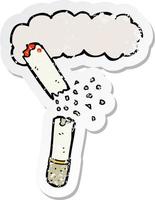 retro distressed sticker of a cartoon broken cigarette vector