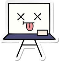 sticker of a cute cartoon white board vector