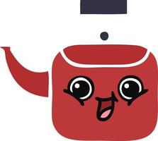 flat color retro cartoon kettle vector