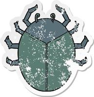 distressed sticker of a giant bug cartoon vector