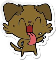 sticker of a cartoon panting dog vector