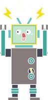 flat color retro cartoon robot vector