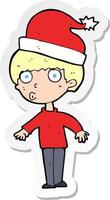 sticker of a cartoon man ready for christmas vector