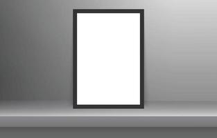 Blank frame in Empty white color shelf vector