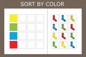 Sort  socks by color. Logic game for children. vector