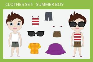 A set of clothes for a little cheerful boy for the summer vector