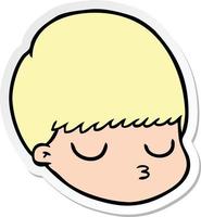 sticker of a cartoon male face vector