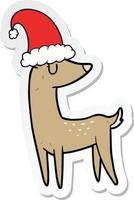 sticker of a cartoon christmas reindeer vector