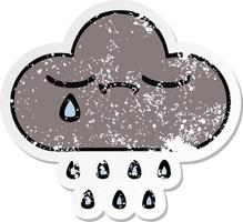 distressed sticker of a cute cartoon storm rain cloud vector