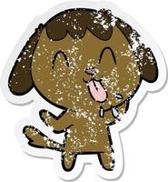 distressed sticker of a cute cartoon dog vector