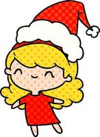 christmas cartoon of kawaii girl vector