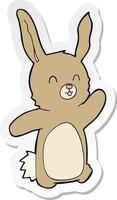 sticker of a cartoon happy rabbit vector