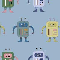 Funny pattern with robots. Baby background. vector