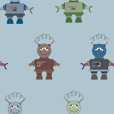 Funny pattern with robots. Baby background.
