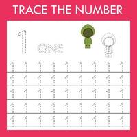 Number one stroke worksheet with raincoat  for fine motor skills kids. Educational game for preschoolers. vector