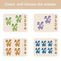 Counting Game for Preschool Children.  Count how many  monsters vector