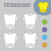 libro para colorear de una camiseta. juegos creativos educativos para niños en edad preescolar vector