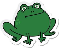 sticker of a quirky hand drawn cartoon frog vector