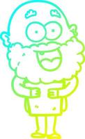 cold gradient line drawing cartoon crazy happy man with beard and book vector