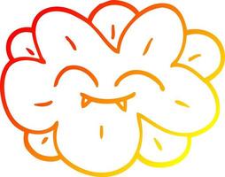 warm gradient line drawing cartoon flower with fangs vector