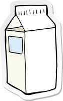 sticker of a cartoon milk carton vector