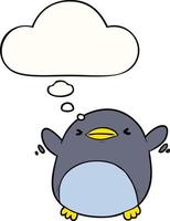 cute cartoon flapping penguin and thought bubble vector