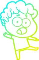 cold gradient line drawing cartoon shocked man vector