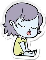 sticker of a cute cartoon vampire girl vector