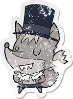 distressed sticker of a cartoon posh werewolf vector