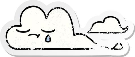 distressed sticker of a cute cartoon white cloud vector