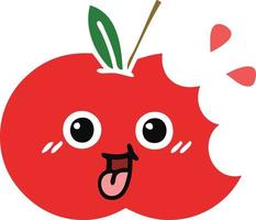 manzana roja de dibujos animados retro de color plano vector