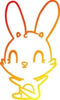 dibujo de línea de gradiente cálido lindo conejo de dibujos animados vector
