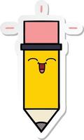 sticker of a cute cartoon pencil vector