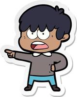 sticker of a worried cartoon boy vector