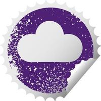 distressed circular peeling sticker symbol rain cloud vector