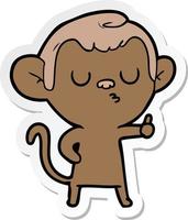 sticker of a cartoon calm monkey vector